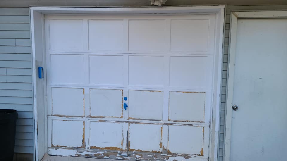 Same garage door, freshly painted