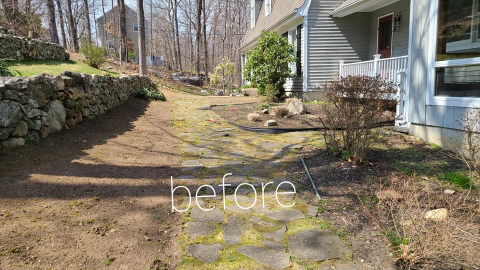 Same walkway after we laid fresh grass seed